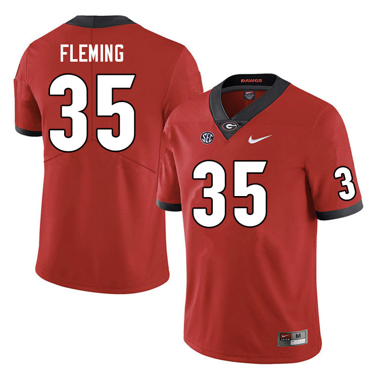 Men #35 Jacob Fleming Georgia Bulldogs College Football Jerseys Sale-Red